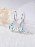 wholesale Moonstone Earrings 925 Sterling Silver Dachshund/corgi/capybara/koala Filigree Dangle Earrings Teardrop Moonstone Jewelry Birthday Christmas Gifts For Women -0-1