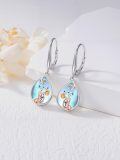 TOUPOP Sterling Silver Moonstone Dachshund Corgi Capybara Koala Filigree Dangle Earrings-0-1
