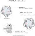 wholesale 925 Sterling Silver White Fire Opal Flower Stud Earrings for Women - Christmas Gifts-0-5