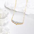 wholesale 14K Gold Moissanite Bridal Necklace - 5 Stones (Total Weight: ~9 ct)-0-3