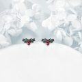 wholesale 925 Sterling Silver Black Bat Heart Stud Earrings for Women Girls Gothic Halloween-0-1