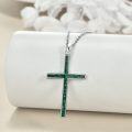 wholesale 925 Sterling Silver & Green Malachite Cross Necklace, Elegant Unique Handcrafted Gift for Women, 18+2 Chain-0-1