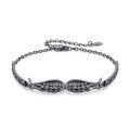 wholesale Copper Angel Wings Bracelet Black Gold Plated Feather Adjustable Chain Unisex Gift-0-0