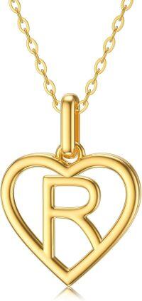 wholesale 14K Gold A Heart Initial Necklace 18 Adjustable Chain-R