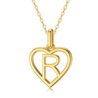 wholesale 14k Gold Heart Pendant Necklace Wholesale With Initial S-R