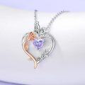 wholesale TOUPOP June Birthstone Necklace 925 Sterling Silver Rose Heart Alexandrite Necklace Heart Butterfly Pendant Necklace Jewelry Anniversary Birthday Christmas Gifts For Women Her Wife Girlfriend Mom -0-3