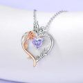 TOUPOP Sterling Silver Alexandrite Rose Heart Butterfly Pendant Necklace-0-3