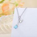 wholesale 925 Sterling Silver Angel Wing Larimar Stone Pendant Necklace for Women-0-2