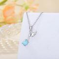 wholesale 925 Sterling Silver Angel Wing Music Note Larimar Pendant Necklace-0-2
