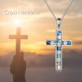 wholesale 925 Sterling Silver Mosaic Shell Inlay Cross Pendant Necklace for Women Girls  (Infinity)-0-4