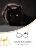 TOUPOP 925 Sterling Silver Cat Pendant Necklace Infinity Jewelry Gift For Women-0-4