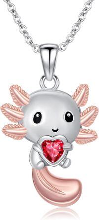 wholesale Sterling Silver 12 Month Birthstones Animals Necklace for Women Daughter (Axolotl Cow Pig Cat) Birthday Christmas Graduation Gift-01-07-Axolotl-Jul.-01-07-Axolotl-Jul.