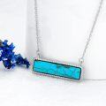 wholesale 925 Sterling Silver Rectangle Turquoise and Larimar Minimalist Bar Pendant Necklace-0-2