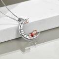 wholesale 925 Sterling Silver I Love You to the Moon and Back Bear Necklace with Red Crystal Stone Jewelry-0-1