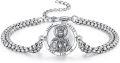 wholesale 925 Sterling Silver Saint Nicholas Medal Charm Bracelet with Extender Chain for Men Women Boys Girls Gift Jewelry Accessories (Silver Tone)-0-0
