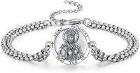 wholesale 925 Sterling Silver Saint Nicholas Medal Charm Bracelet with Extender Chain for Men Women Boys Girls Gift Jewelry Accessories (Silver Tone)-Saint Nicholas