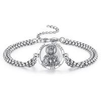 wholesale 925 Sterling Silver Saint Nicholas Medal Charm Bracelet with Extender Chain for Men Women Boys Girls Gift Jewelry Accessories (Silver Tone)-Saint Nicholas