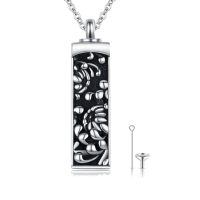 wholesale 925 Sterling Silver Black Stone Flower Design Cremation Jewelry Urn Keepsake Necklace with Funnel and Fill Tool-Chrysanthemum Urn Necklace