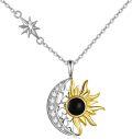 wholesale 925 Sterling Silver Star & Crescent Moon Pendant with Black Onyx and Cubic Zirconia - Perfect Gift for Teenage Girls-0-0