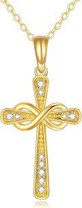wholesale 14K Gold Infinity Knot CZ Cross Pendant Necklace s for Women Girls-0-0