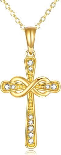 wholesale 14K Gold Infinity Knot CZ Cross Pendant Necklace s for Women Girls-14K Gold Infinity Cross Necklace