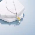 wholesale 925 Sterling Silver & CZ Gold Sunflower Initial Necklace with 18 Rolo Chain - Personalized Gift for Women-0-3