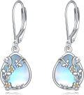 wholesale 925 Sterling Silver & Blue Moonstone Floral Drop Earrings for Women-0-0