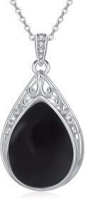 wholesale 925 Sterling Silver Blue Moonstone Teardrop Filigree Pendant Necklace-0-20