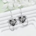 wholesale 14K Gold Gothic Blue Stone Heart Drop Earrings Witch's Charm Jewelry for Women-0-19