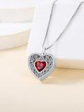 wholesale 925 Sterling Silver Heart Shaped Cremation Pendant Necklace with Red Crystal and Engraved Message Always in My Heart - Includes Funnel Kit & Chain-0-1