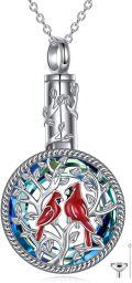 wholesale 925 Sterling Silver Red Cardinal & Tree of Life Cremation Jewelry Urn Pendant Necklace for Ashes with Funnel and Fill Kit-0-0
