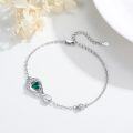 wholesale 925 Sterling Silver Green Heart Evil Eye Infinity Adjustable Bracelet for Women-0-5