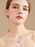 wholesale 925 Sterling Silver Purple Crystal Heart Love Knot Pendant Necklace for Women Gifts-0-1