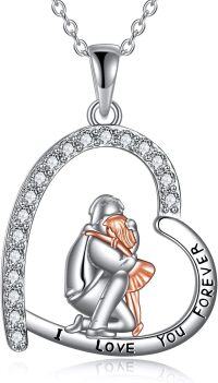 wholesale 925 Sterling Silver Heart Pendant - Father Daughter Love Forever Necklace Gift for Mom-01-Father Daughter Necklace