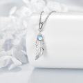 wholesale 925 Sterling Silver Moonstone Feather Pendant Necklace - Bohemian Dreamcatcher s for Her-0-2