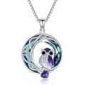 TOUPOP Sterling Silver Crystal Hummingbird Cardinal Owl Necklace-0-0