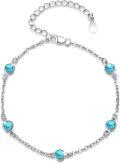 wholesale 925 Sterling Silver with Turquoise Beads Chain Link Bracelet for Women-0-0