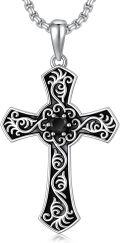wholesale 925 Sterling Silver Black Onyx Celtic Cross Pendant Necklace for Men & Women - Christian Religious s-0-0