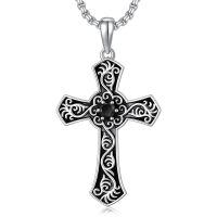 wholesale 925 Sterling Silver Black Onyx Celtic Cross Pendant Necklace for Men & Women - Christian Religious s-Gothic Cross