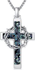 wholesale Sterling Silver Cross Necklace with Crown of Thorns Pendant Catholic Jewelry for Men Women-0-6