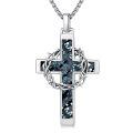 wholesale 925 Sterling Silver Labradorite Stone Cross & Crown Of Thorns Pendant Christian Jewelry For Men/Women-0-6
