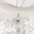 wholesale 925 Sterling Silver Cow Family Love Forever Heart Pendant Necklace Gifts for Women-0-2