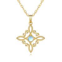 wholesale 14K Gold Black Onyx Obsidian Witch's Knot Pendant Necklace-celtic cross witches knot