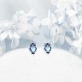 wholesale 925 Sterling Silver Owl Stud Earrings with Blue Enamel and Moonstone Gemstones - Fashionable Gift for Women-0-2