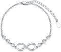 wholesale Sterling Silver & 5A CZ Infinity Mother Bracelet - Adjustable, Hypoallergenic, Gift for Mom-0-0