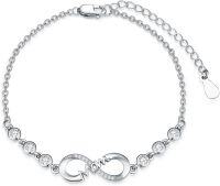 wholesale Sterling Silver & 5A CZ Infinity Mother Bracelet - Adjustable, Hypoallergenic, Gift for Mom-for Mother