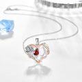 wholesale 925 Sterling Silver Rose & Red Crystal Heart Pendant Necklace for Women Mom Gift Romantic Jewelry-0-2