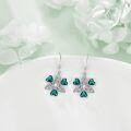 wholesale 925 Sterling Silver Heart-Shaped Emerald Green Drop Earrings with Celtic Knot Design - Irish Style  for Her-0-2