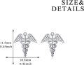 wholesale 925 Sterling Silver Caduceus Stud Earrings for Nurses and Doctors' Graduation Gift-0-3