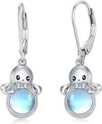 wholesale 925 Sterling Silver Octopus Moonstone Drop Earrings Gifts for Women-Octopus